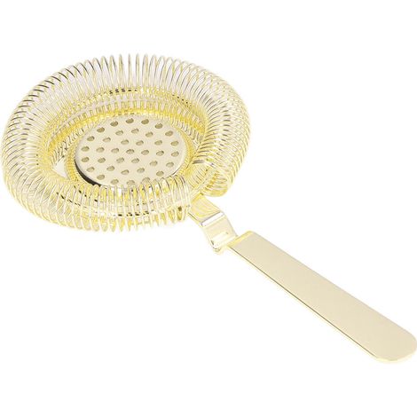 Passoire à cocktail professionnelle en acier inoxydable doré, à filtration fine, idéale pour les bars, restaurants et fêtes. (1/5)