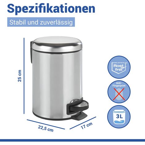 Portarifiuti a pedale Leman Easy-Close acciaio inox WENKO (1/5)