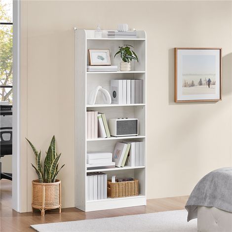 Yaheetech – Bibliothèque étagère blanche réglable 3 hauteurs – Rangement vertical optimisé 60x24x160 cm – Construction stable en MDF – Pour salon et bureau