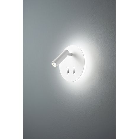 Applique murale en métal blanc, design moderne avec spot orientable LED 6W+3W intégré, lumière chaude 3000K - Perenz, idéale pour votre intérieur