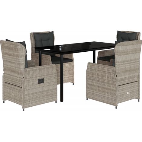 Maison Exclusive - Set Pranzo da Giardino 5pz con Cuscini Grigio Chiaro Polyrattan (1/5)