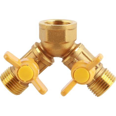 Connettore per tubo flessibile a 2 vie G1/2 – in ottone – adattatore sdoppiatore – per uso domestico e industriale