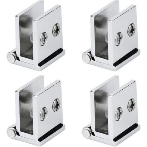 Lot de 4 Charnière pour Porte en Verre, Angle Ouverture 0° Charnières de Serrage de Meuble de Cuisine, Vitrine, Douche, pour Verre Epaisseur de 5 mm (1/4)