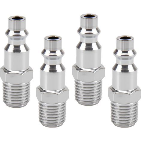 Raccord Rapide Air Comprimé, 4 Pièces Raccord Rapide 1/4 Mâle Américai, Américain Embout Compresseur Air pour Air Comprimé et Raccord de Tuyau Compresseur Raccord Pneumatique