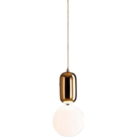 Canino - Boule Laitière - Lampe suspendue boule laiteuse dorée
