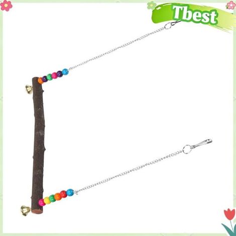 Tbest Jouet de balançoire poulet Balancoire Pour Poules En Bois Suspendu Jouet Balancoire Pour Poulet Avec Barre animalerie soin (1/5)