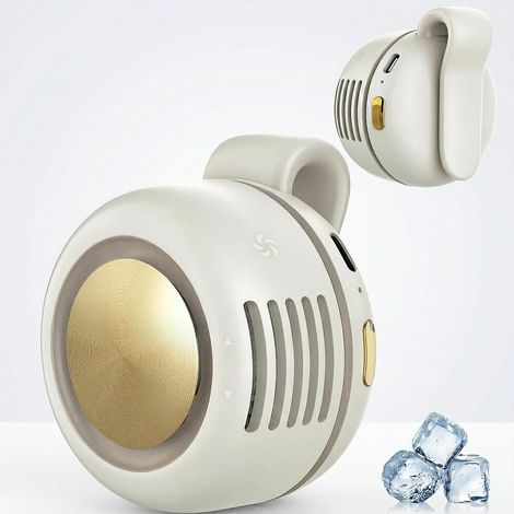 Portable Silent Mini Bladeless Fan Clip On, 3-Speed Wearable Fan for Shirt & Waist, Outdoor, Travel, Office, Gift,Beige (1/5)
