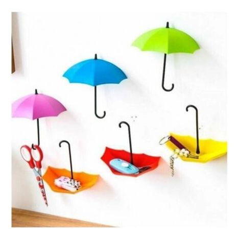 6er-Pack leerer Regenschirmhalter und Schlüsselbrett zur Wandmontage mit niedlichen Klebehaken MUMU