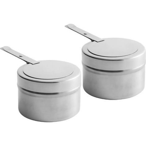 Lot de 2 brûleurs à mèche,Acier inoxydable,Couvercle de sécurité,200 ml,Chafing dishes,Buffets,Extérieur