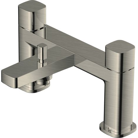 RAK Petit Square Brushed Nickel Deck Mounted Bath Shower Mixer Tap - RAKPES3005N (1/2)