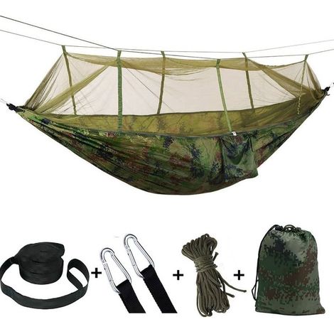 Filiyano-Hamac avec moustiquaire (camouflage, orange-gris, rose, vert ou noir) Vert (1/5)