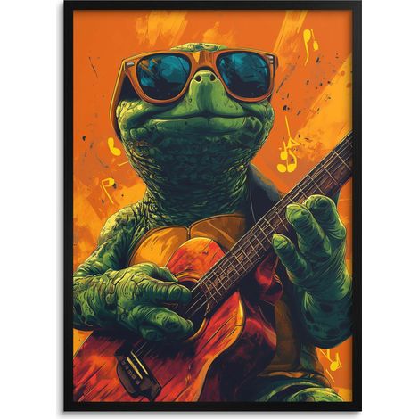 Affiche jeunesse colorée pour le mur d'un adolescent Turtle Music (1/5)
