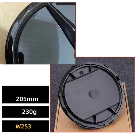 (W253) Convient aux modèles W205, W204, W253, W213, W206 et W166 GLE et GLC. Autocollants de voiture argentés ou noirs, effet miroir 3D convexe avant. (1/4)
