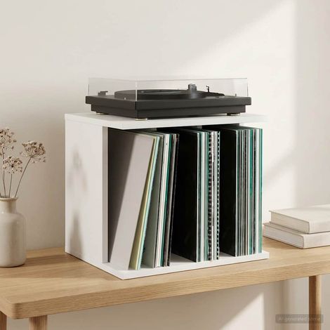 vidaXL Rangement de disques vinyles Blanc 42 x 33 x 36 cm (1/5)