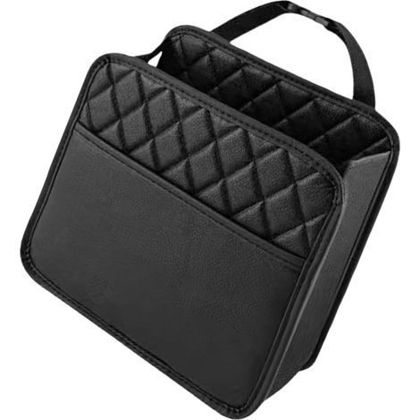 Rangement dossier siège auto en cuir pour essentiels voyage (1/5)