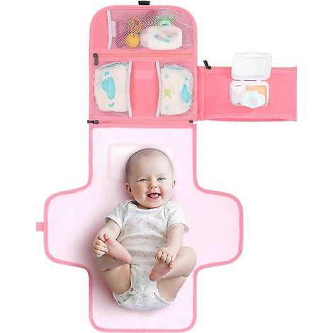 Matelas à langer portable avec sac de voyage et poche à lingettes pour bébé (1/5)