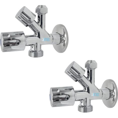 Valvola rubinetto arresto multipack sottolavabo doppio attacco 1/2-3/4-3/8 (quantita) pezzi 2 - confezione 1