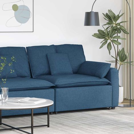vidaXL Module d'extrémité d'accoudoir de canapé modulaire avec coussins bleus 100 cm