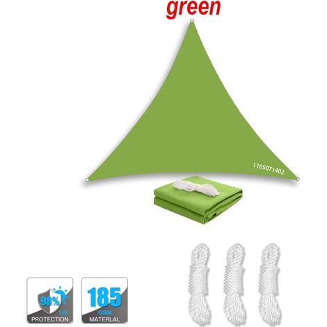 (Vert, 3x3x3m) Voile d'ombrage triangulaire imperméable, résistante à la pluie, adaptée aux balcons, patios et à une utilisation en extérieur. (1/4)