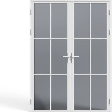 Blocco porta reversibile a due battenti in Alluminio e Vetro temperato Fumé - 2 x A204 x L73 cm - Bianco - SEROTO (1/5)