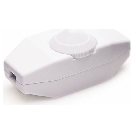 Variateur de Lumière, interrupteur rotatif avec cable 220-230V blanc, poussoir pour LED à intensité variable (1/4)