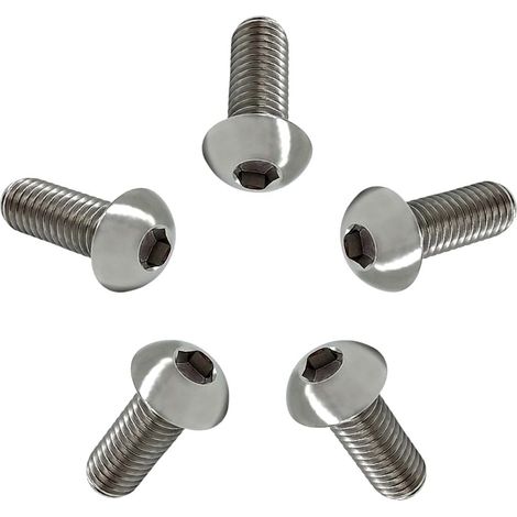Vis à Tête Bombée M4/M5/M6/M8 en Titane GR5 ISO7380, 5 Pièces Vis à Tête de Bouton Boulons à Six Pans Creux Allen Boulon à Douille Hexagonale Vis à Métaux (1/5)