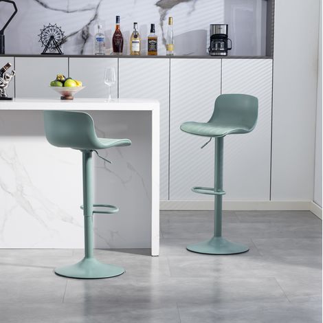 Taburete de bar de metal verde menta, giratorio 360°, con respaldo ergonómico y altura regulable (1/5)