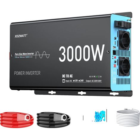 Onduleur, puissance nominale de 3000W, écran LCD, 24V 3000W (6000W Pic) (1/2)