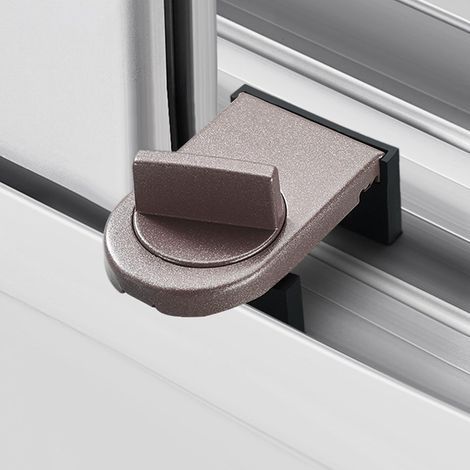 Verrou de sécurité en alliage d'aluminium pour porte coulissante et fenêtre - Verrou de sécurité antivol et anti-chute pour bureau à domicile (1/5)