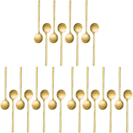 Lot de 24 mini-cuillères à café en acier inoxydable plaqué or, idéales pour le café, le sucre, les desserts, les gâteaux et les glaces - JBMEDIA (1/4)