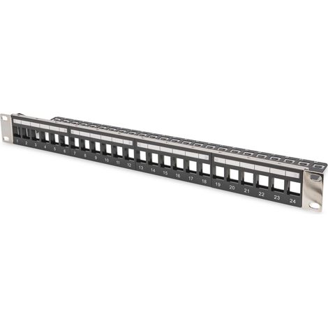 PANNELLO PATCH MODULARE 24 PORTE VUOTO 1U COLORE NERO DIGITUS (1/4)