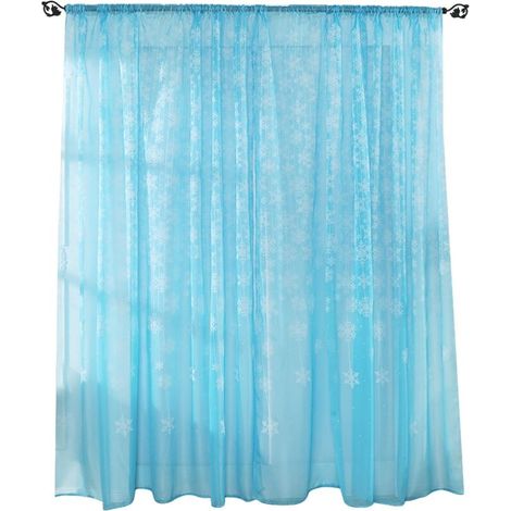 Transparenter Voile-Vorhang mit Schneeflockenmuster für Schlaf- und Wohnzimmer, himmelblau