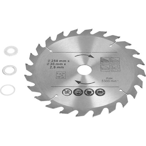 Lame de scie circulaire en carbure de 250 mm pour le travail du bois, 5500 tr/min, 250 x 24 x 30