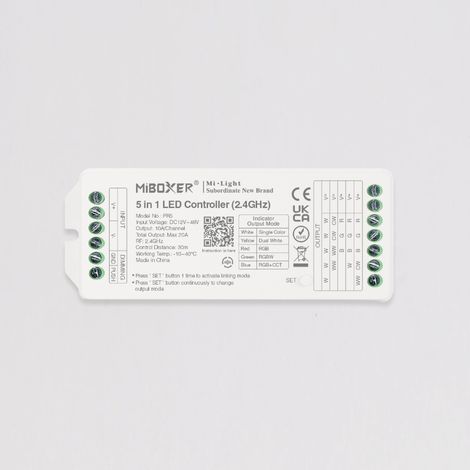Controller per Striscia LED Monocolore/CCT/RGB/RGBW/RGB+CCT 12-24-48V MiBoxer PR5 High Power compatibile con telecomando RF 5 (1/3)