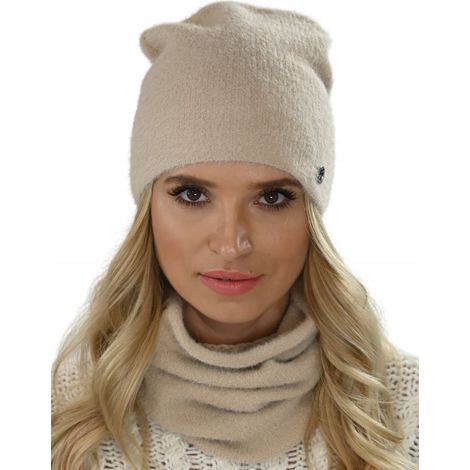 Conjunto WARM de gorro y calentador de cuello ALPAKA touch BEIGE AL1