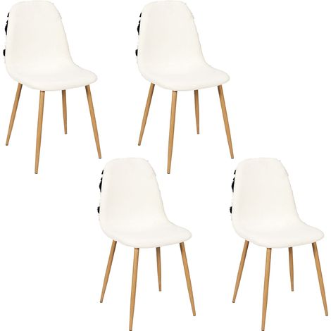 Lot de 4 Chaises - HOME DECO FACTORY - Lagos - Design Original - Beige et Noir (1/5)