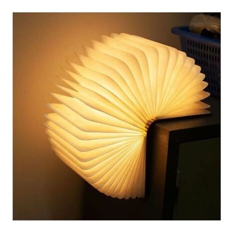 QORVA-Tigrezy LED Livre Lampe en Bois, Livre Lampe Pliante et Magnétique, LED Lampe de Papier Rechargeable par USB