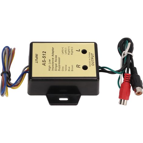 Adaptateur convertisseur audio 2 canaux haut-bas niveau impédance, sortie haut-parleur, signal ligne vers ampli, 200W, pour autoradio. (1/5)
