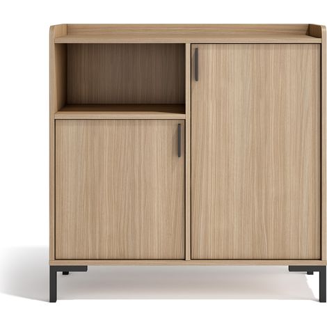 HERDASA, Mueble aparador en melamina con 2 puertas, Dover, nogal claro
