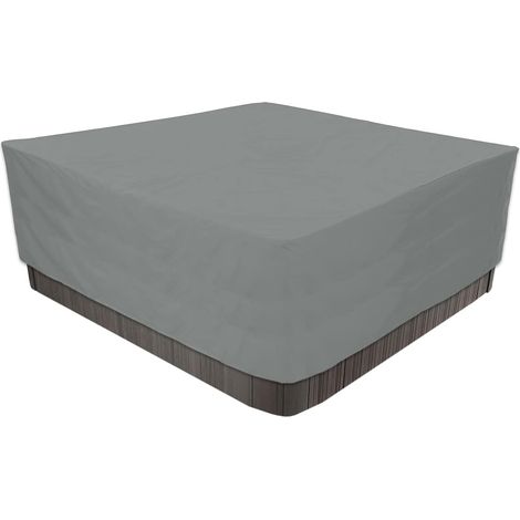 Housse pour Bain À Remous Carrée De Jardin, Bache Protection Piscine en Tissu Oxford 210D Étanche Protector-Spa - Imperméable, Anti-poussière, Anti-UV-Gray Gris200x200x85cm Gray Gris 200x200x85cm (1/5)