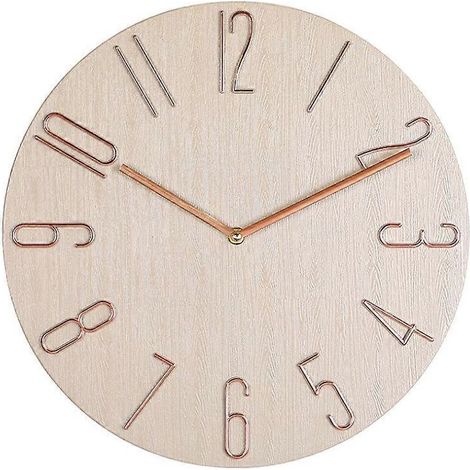 Horloge murale simple de 30 cm (12 pouces) pour salon, chambre à coucher - Beige (1/5)