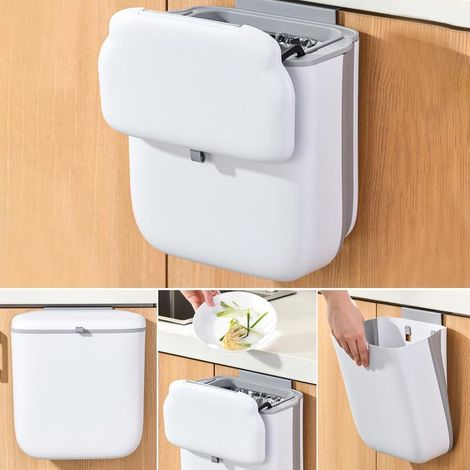 Poubelle de 10 l Support mural Pliable Cuisine et camping Couvercle Bureau, salle de bain (1/5)