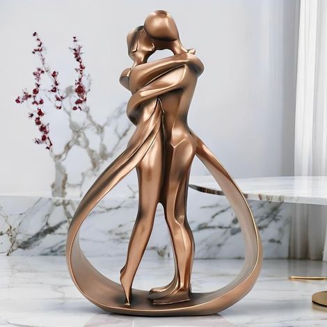 Estatuas de resina con motivos de parejas enamoradas, figuras de parejas abrazándose y besándose, esculturas para aniversarios de boda para mujeres y hombres. (1/5)