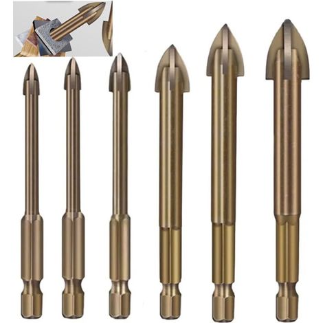 Lot de 6 forets universels efficaces, ensemble de forets pais haute duret, accessoire de forets en carbure, foret multifonctionnel en alliage crois,Autre foret de perceuse (1/5)
