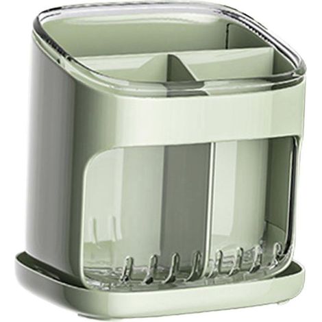 Bloc de rangement pour couverts de cuisine, couteaux, fourchettes et cuillères, pour plan de travail, vert. (1/3)