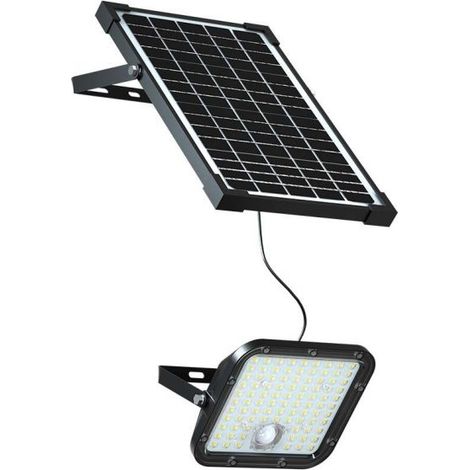 V-TAC VT-432 30W schwarzer LED-Strahler mit Solarpanel und Fernbedienung Flutlicht mit Bewegungssensor 4000K - 10310