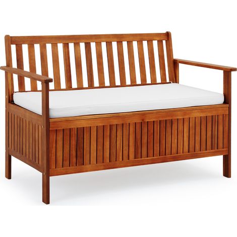 CASARIA® Banc de jardin en Bois 120x62 cm Coffre de jardin résistant aux intempéries Rangement Bâche de pluie Jardin Balcon