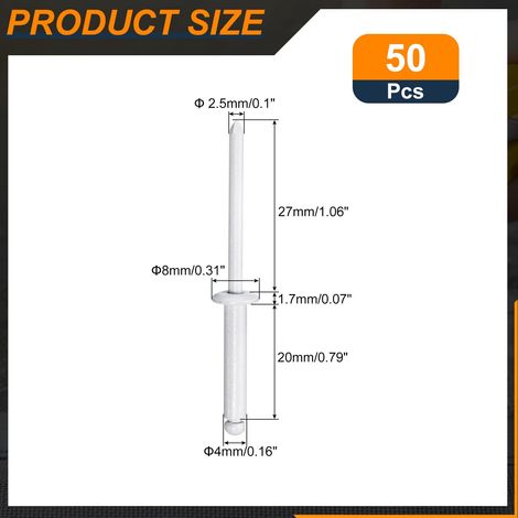 50Pcs 5/32"x3/4" Rivets Aveugles À Tête Ronde Blanc (1/5)