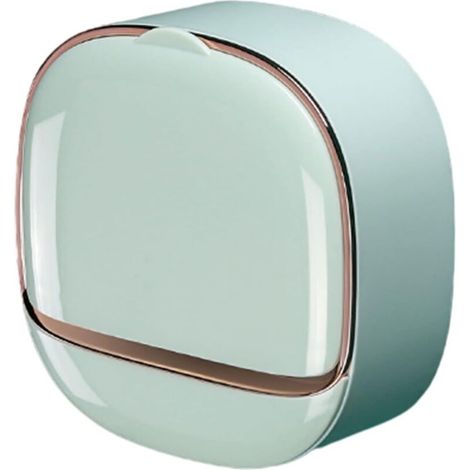 Light Green - 1 Piece Bathroom Wallounted Soap Dish, Shower Soap Holder with Hinged Lid Waterproof Shower Soap Dish, Self Draining Scandinavian Soap Dish Bathroom Kitchen Saver