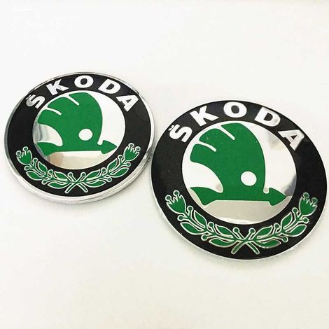 OEM-Autoembleme, 2 Stück, für Skoda-Modelle, 90 mm und 80 mm, für Motorhaube und Kofferraum – guter Zustand (1/4)